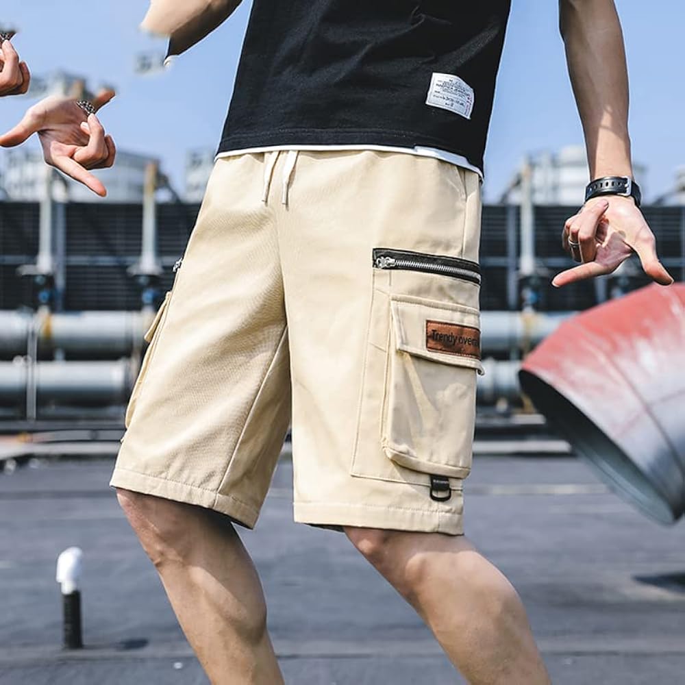 JUZHIJIA Mens Cargo Shorts Zipper Baggy Multi Pocket Summer